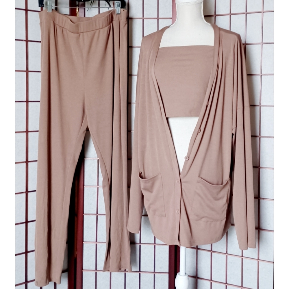 Shein Curve Plus Size Ribbed Open Edit 3-Piece So… - image 1